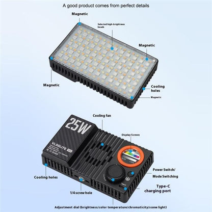 VLOGLITE K25RGB For Camera Photography Pocket Video Light 25W High Power RGB Fill Light, K25RGB