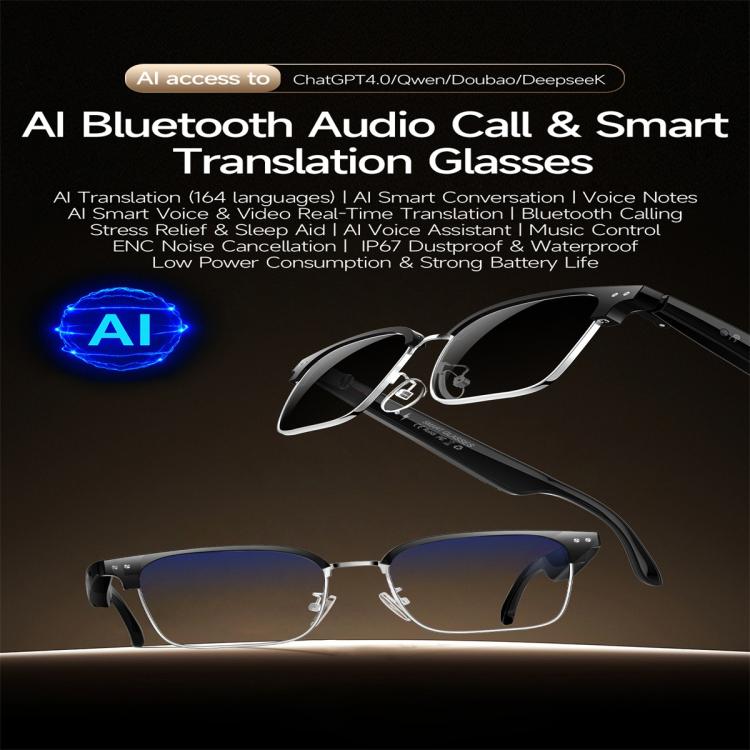 W100D Smart Glasses, Support AI Intelligent Translation / AI Conversation / BT Calling