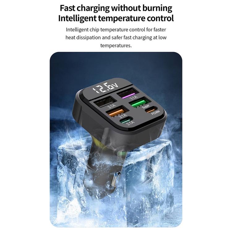 K35 USB Ports Car 3.1A QC3.0 Fast Charging Adapter Cigarette Lighter Charger, K35