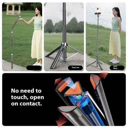 P27-D  RGB Beauty Light 1.9m Extendable Travel Portable Auto Pop-Up Selfie Stick Tripod, P27-D