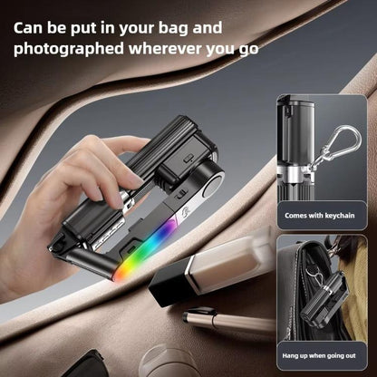 Q35 Extendable LED Selfie Stick Phone Tripod Gimbal Stabilizer with Fill Light, Q35