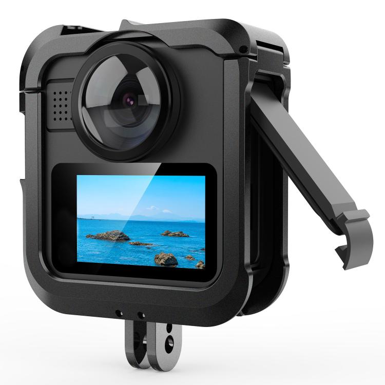 Aluminum Alloy Camera Cage Protection Frame with Dual Cold Shoes, For GoPro MAX2 Aluminum Alloy Cage