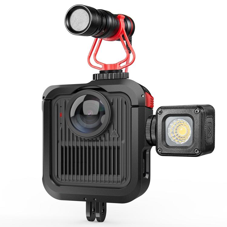 Aluminum Alloy Camera Cage Protection Frame with Dual Cold Shoes, For GoPro MAX2 Aluminum Alloy Cage