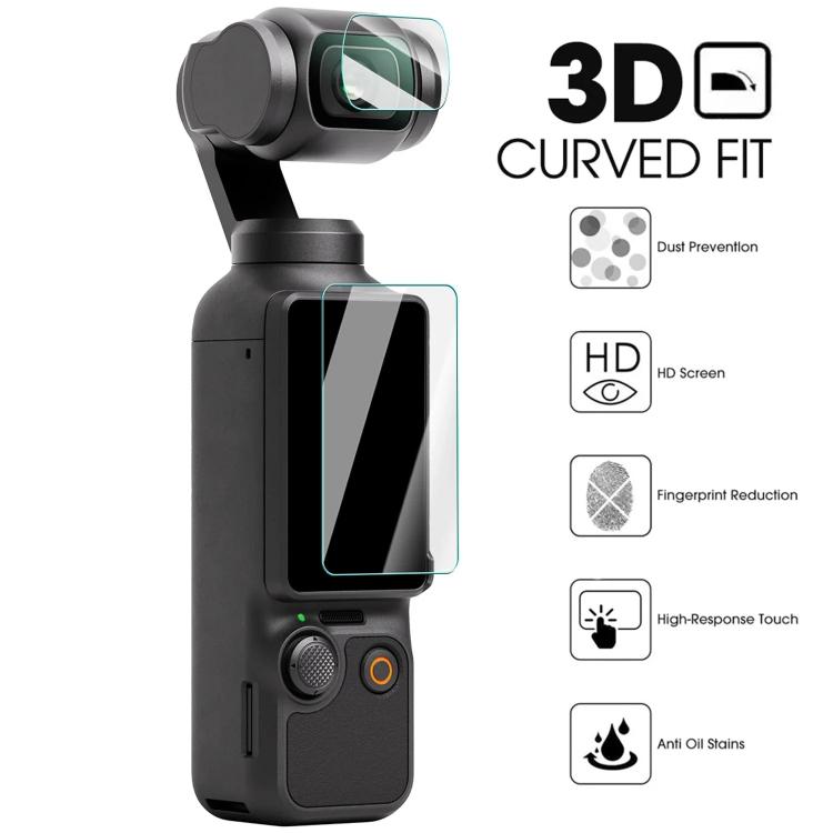 Easy Install HD AR Hardness Tempered Glass Lens Film Screen Protector, For DJI Pocket 3 Lens Film Screen Protector