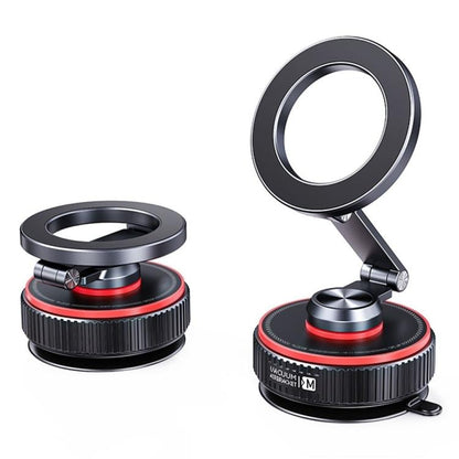 X66 720-Degree Triple-Axis Rotation Folding Magnetic Car Vacuum Suction Cup Phone Holder, X66 (Black)