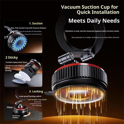X66 720-Degree Triple-Axis Rotation Folding Magnetic Car Vacuum Suction Cup Phone Holder, X66 (Black)
