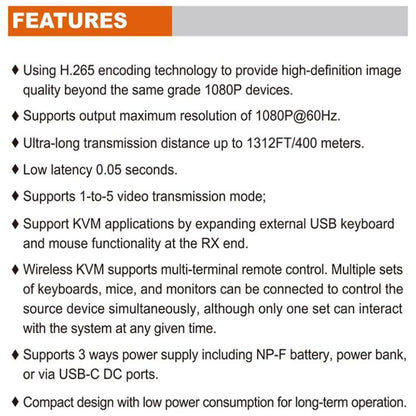 VRRIIS 082K Support USB Keyboard Mouse 400m Wireless HD KVM Extender Video Transmitter Receiver, US Plug, EU Plug, UK Plug, AU Plug