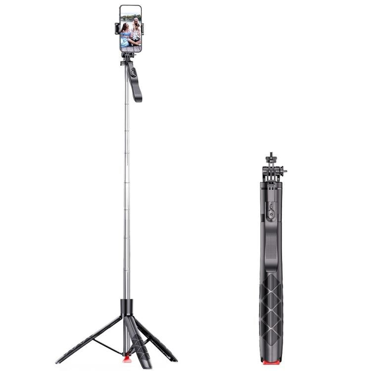 L15TT Stainless Steel Pole Extendable Selfie Stick Auto Pop Up Tripod Anti Shake Floor Stand, L15TT