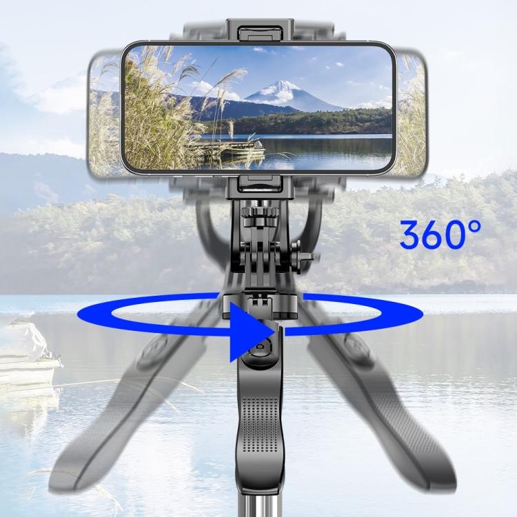 L15TT Stainless Steel Pole Extendable Selfie Stick Auto Pop Up Tripod Anti Shake Floor Stand, L15TT