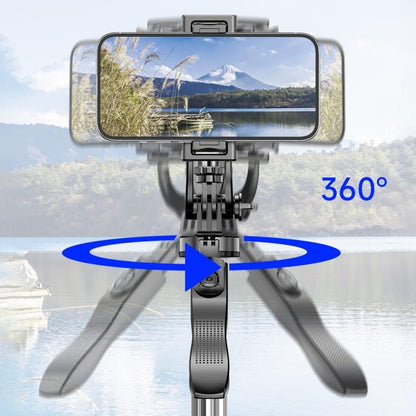 L15TT Stainless Steel Pole Extendable Selfie Stick Auto Pop Up Tripod Anti Shake Floor Stand, L15TT