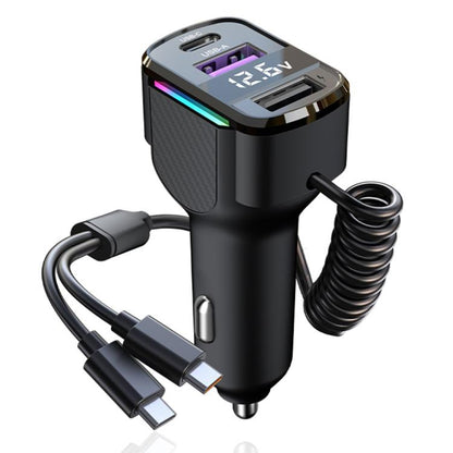 K56 Car PD30W Fast Charger Cigarette Lighter Adapter with Type-C Spring Cable, K56
