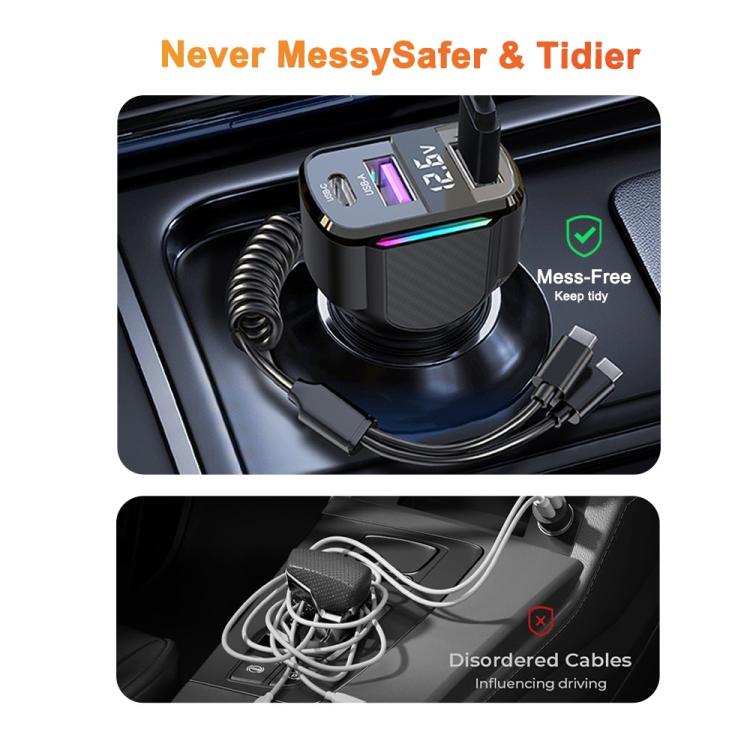 K56 Car PD30W Fast Charger Cigarette Lighter Adapter with Type-C Spring Cable, K56