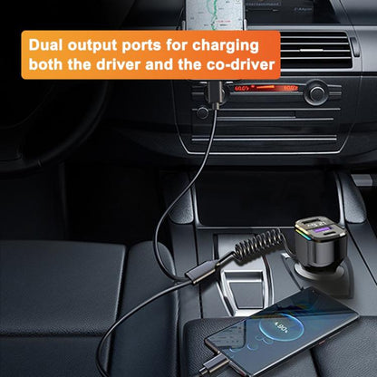 K56 Car PD30W Fast Charger Cigarette Lighter Adapter with Type-C Spring Cable, K56