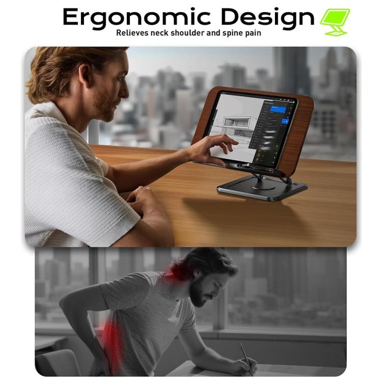 RS-01 Wooden Panel Laptop Support Desktop Book Holder Multifunctional Rotating Reading Stand, RS-01
