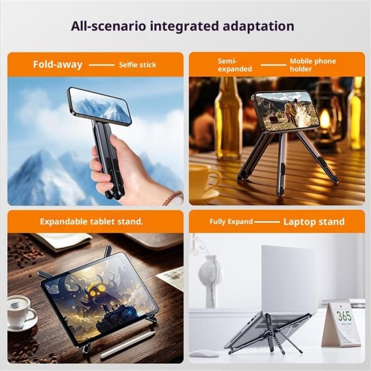 E05 Multi-Function Magnetic Aluminum Alloy Phone Holder Portable Desktop Stand for Tablet PC, E05