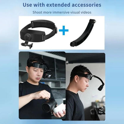 For DJI Action 5 Pro / 4 / 3 Hands-Free Driving Recorder & Sports Camera Mount Head Strap, Headband Mount, Headband Extended Mount