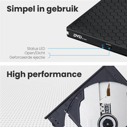 BT686 External DVD Drive USB 3.0 / Type-C Portable Optical Drive / CD Burner For Desktop / Laptop, BT686