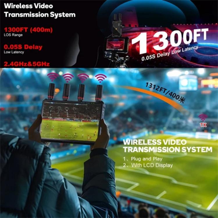 VRRIIS 085 P With LCD Display 1080P HD 400m Range Wireless Video Transmitter and Receiver Kit, US Plug, EU Plug, UK Plug, AU Plug