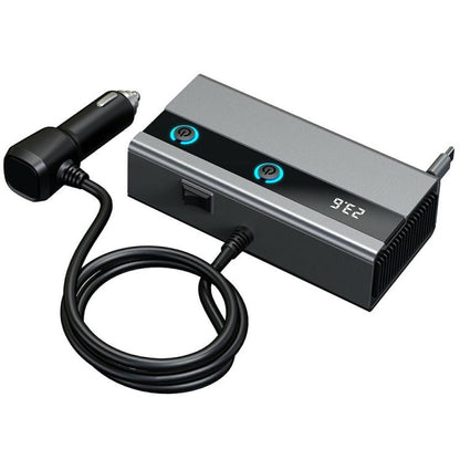 GE06 PD 65W Fast Charging Retractable Cable Voltage Display 120W Car Cigarette Lighter Splitter Adapter, GE06