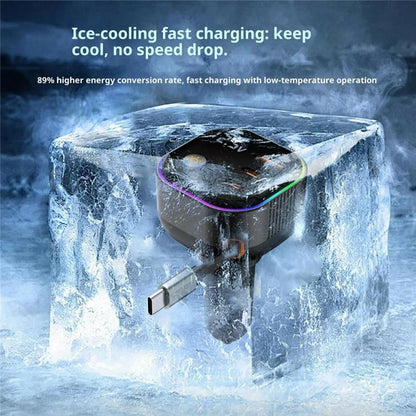 GE03 PD 65W Fast Charging Adapter Retractable Cable and Ambient Light Voltage Display Car Charger, GE03