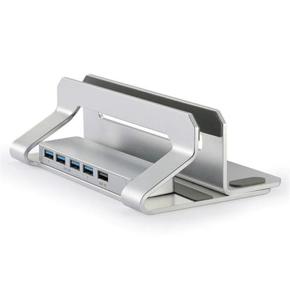 D051-3 Aluminum Alloy Desktop Organizer Vertical Laptop Stand with 4 USB Ports Hub, D051-3