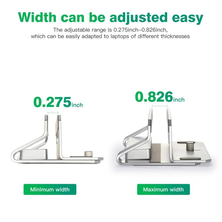 D051-3 Aluminum Alloy Desktop Organizer Vertical Laptop Stand with 4 USB Ports Hub, D051-3