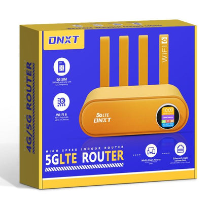 WR860-E With SIM Card Slot Wireless Repeater 4 Antennas 4 Ethernet Ports 4G LTE WiFi 6 Router, White, Orange