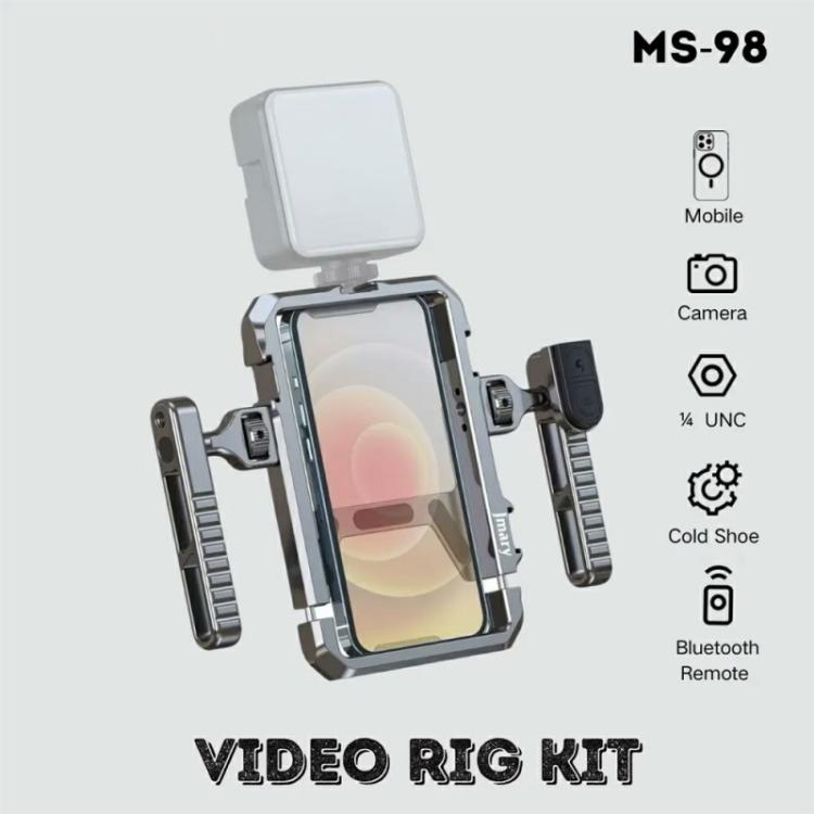 JMARY MS-98 Wireless Remote Control Aluminum Alloy Smartphone Video Stabilizer Frame Cage Kit, MS-98