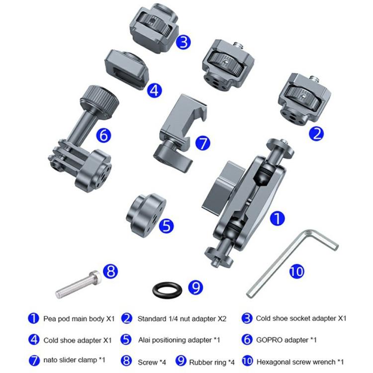 SX-Pj29 For Camera Photography 360 Degree Adjustable Magic Arm Bracket Dual Ball Head Anti-Slip Mount, SX-Pj29 Dual Ball Head Mount