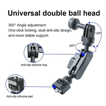 SX-Pj29 For Camera Photography 360 Degree Adjustable Magic Arm Bracket Dual Ball Head Anti-Slip Mount, SX-Pj29 Dual Ball Head Mount