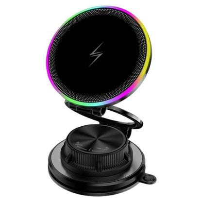 K8 RGB Light 15W Wireless Car Charger 3-Fold Rotatable Magnetic Phone Holder, K8
