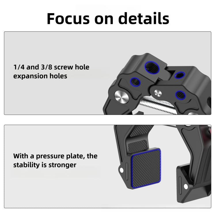 Multi-functional Aluminium Alloy Heavy-Duty Clamp Camera Extension Mount, Heavy-Duty Clamp