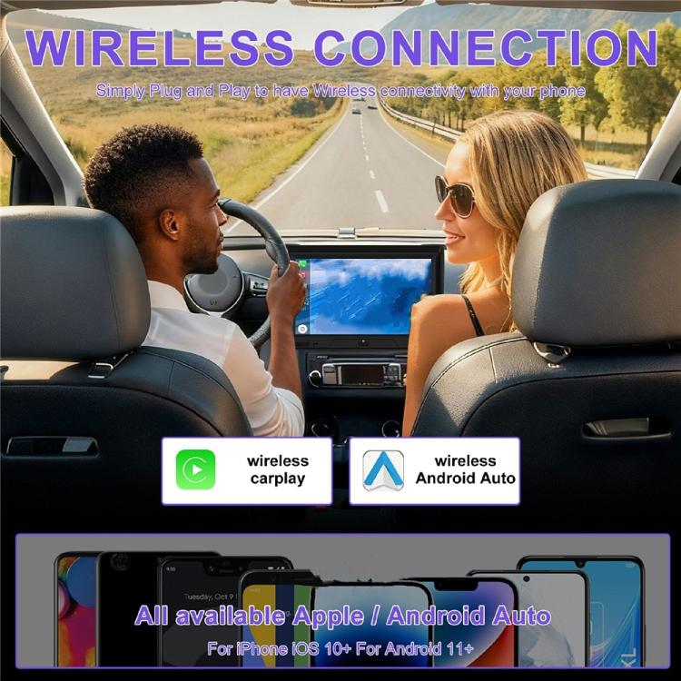 CP025 Wi-Fi 6 5GHz Wired to Wireless Plug Play Car Link Box 2 in 1 Wireless CarPlay Android Auto Adapter, CP025 (White), CP025 (Black)