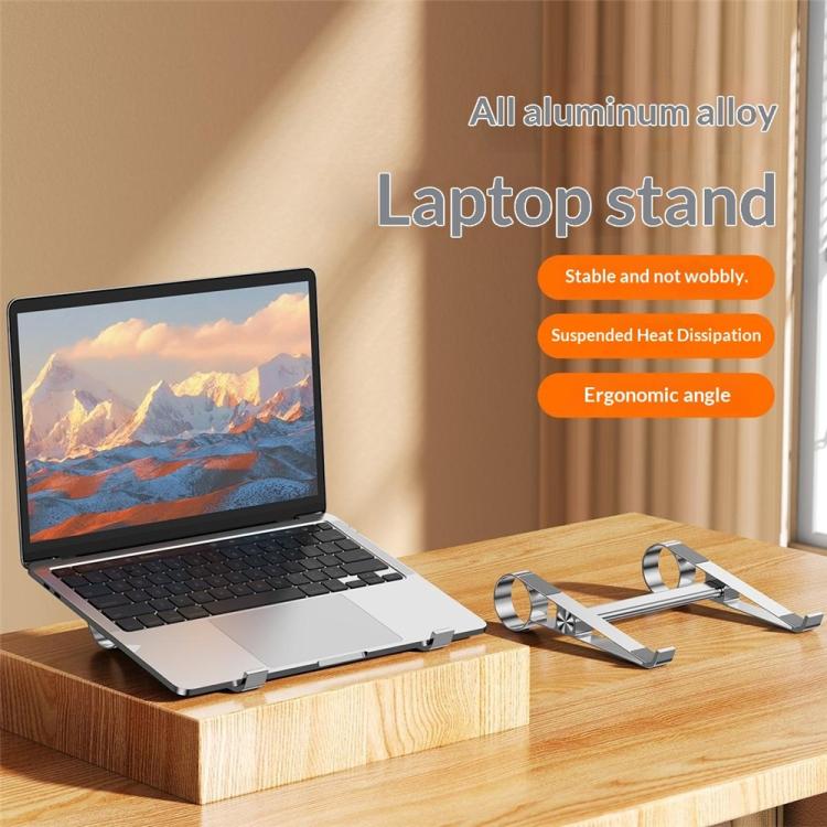 0022 For Home / Office Desktop Riser Cooling Pad Foldable Storage Portable Aluminum Laptop Stand
