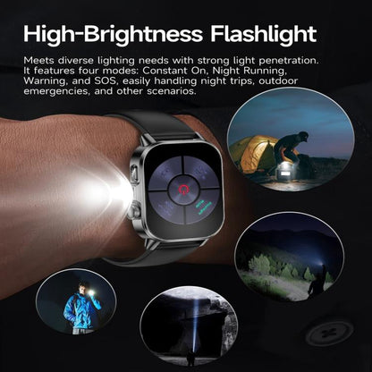 ET571 2.0 inch Color Screen BT Smart Watch Silicone Strap, Support Health Monitoring / ECG