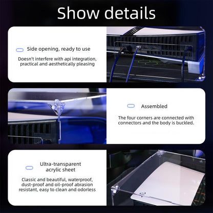 Acrylic Horizontal Mounting Transparent Dust Cover for PS5 Pro / PS5 Slim, For Sony PS5 Pro / PS5 Slim