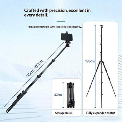 YUNTENG VCT-8068 For Live Streaming 1.98m Adjustable Phone Holder Camera Tripod Stand, VCT-8068