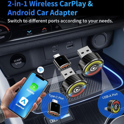 M47 2 in 1 AI Box CarPlay / Android Auto Wired to Wireless Converter Car Wireless Adapter, M47