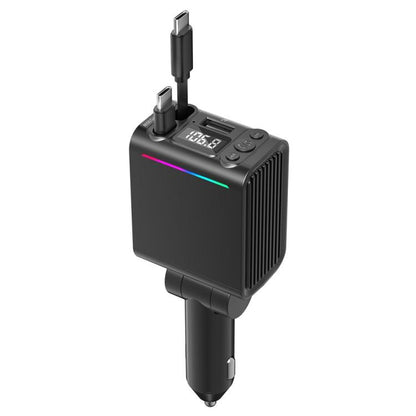 C88 With Dual Retractable Cable Bluetooth 5.3 USB Car Charger Cigarette Lighter Adapter, C88