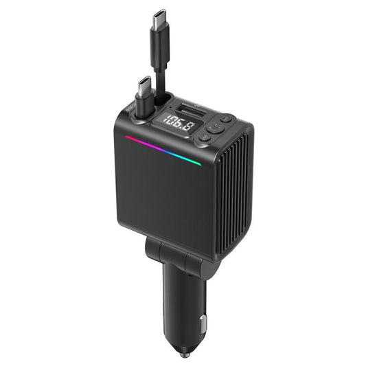 C88 With Dual Retractable Cable Bluetooth 5.3 USB Car Charger Cigarette Lighter Adapter, C88