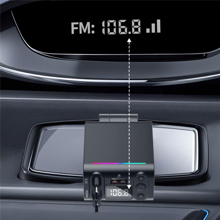 C88 With Dual Retractable Cable Bluetooth 5.3 USB Car Charger Cigarette Lighter Adapter, C88