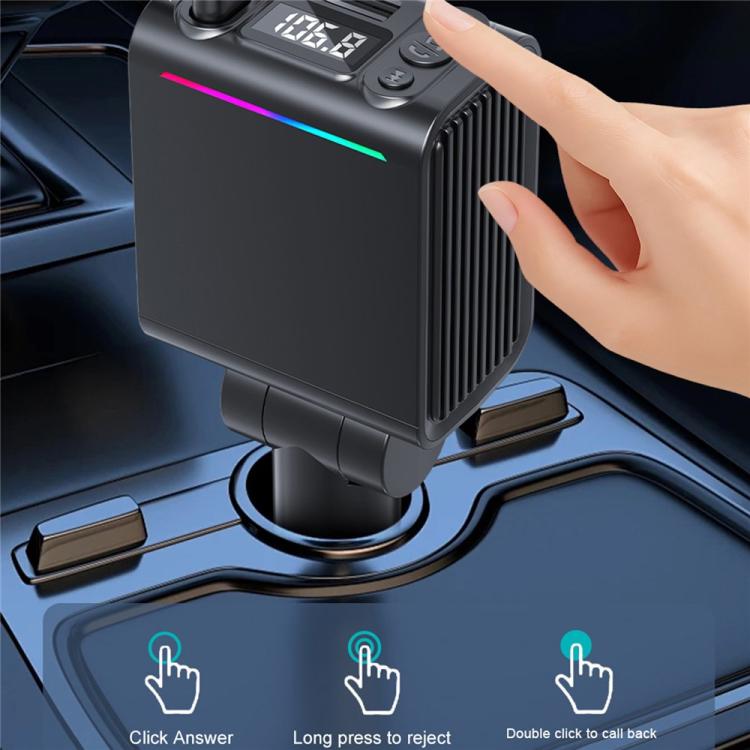 C88 With Dual Retractable Cable Bluetooth 5.3 USB Car Charger Cigarette Lighter Adapter, C88