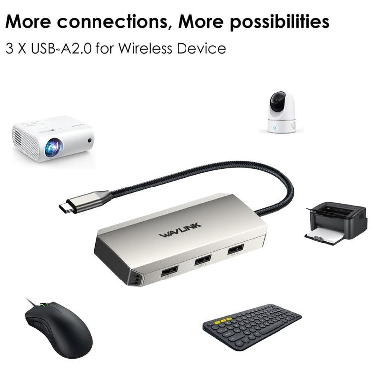 WAVLINK UMD308L Laptops HD / DP / 100W PD Ports Triple 4K Docking Station USB-C Hub Adapter