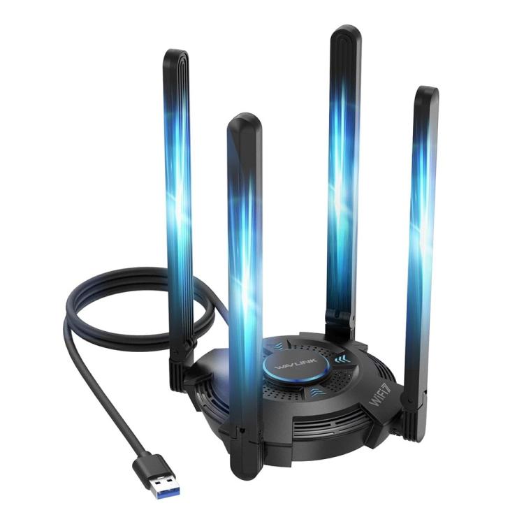 WAVLINK WN695BE2 BE6500 Tri-Band 2.4GHz / 5GHz / 6GHz High Gain Antennas USB 3.0 WiFi 7 Adapter, WN695BE2