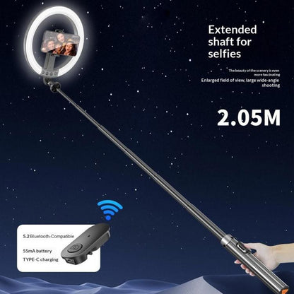 P61Q For Photography / Video Recording Live Streaming Selfie Stick Tripod Lamp 10 Inch Ring Light