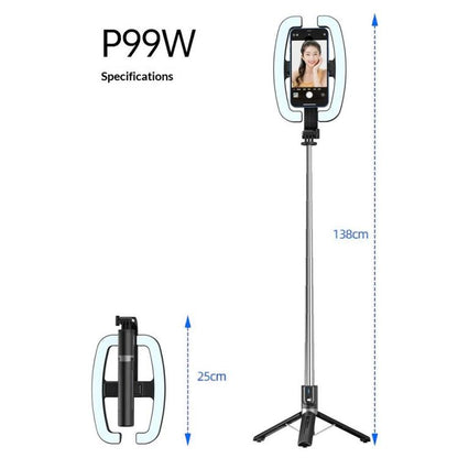 P99W For Live Streaming Selfie Stick Ring Light Phone Tripod Stand Remote Control Beauty Fill Light, P99W