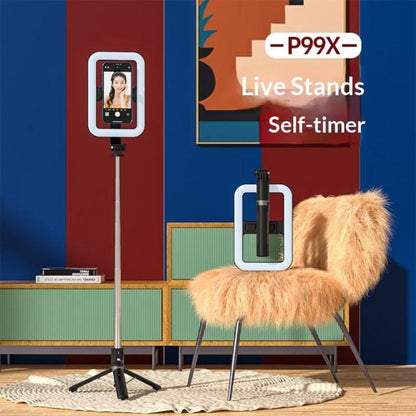 P99X For Live Streaming / Photography Tripod Ring Light 360-Degree Rotating 8 inch Square Lamp, P99X