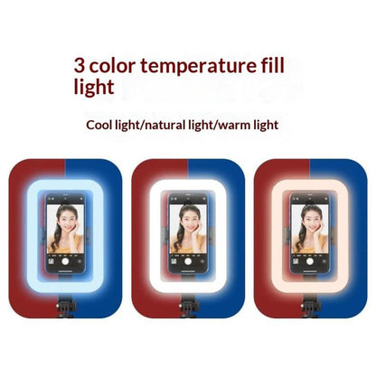 P99X For Live Streaming / Photography Tripod Ring Light 360-Degree Rotating 8 inch Square Lamp, P99X