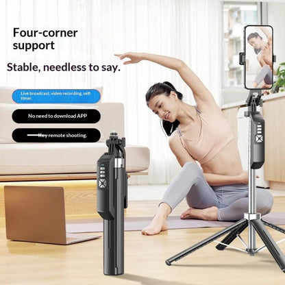 P18TK Anti-Shake Handheld Stabilizer 1.8m Extendable 4-leg Tripod Bluetooth Selfie Stick, P18TK