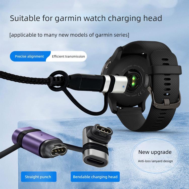 For Garmin Series Smart Watch Anti-Loss Lanyard Charging Metal Adapter, Straight-End Style, Curved-End Style